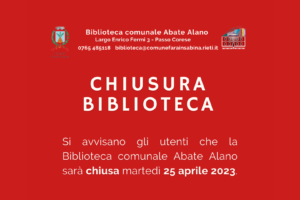 Chiusura Biblioteca 25 aprile