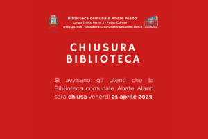 Chiusura Biblioteca venerdì 21 aprile 2023